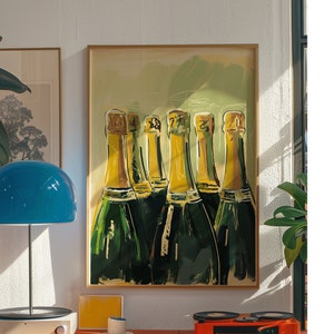 Champagne Poster, Colorful Bar Art, Dopamine Decor, Kitchen Poster, Trendy Poster, Psychedelic Poster, Eclectic Wall Art, Maximalist Print