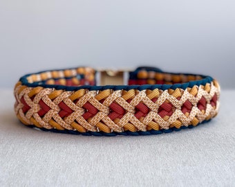 DiscoDazzle - Braided dog collar handmade from paracord with quick release buckle in autumn tones, waterproof, vegan, customizable