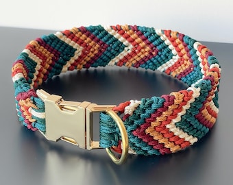 DiscoBeat - Braided dog collar handmade from paracord with quick release buckle, waterproof, vegan, customizable, autumn colors, boho collar