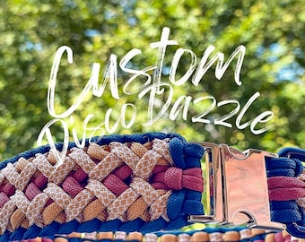 Custom DiscoDazzle  - Braided dog collar handmade from paracord with quick release buckle, waterproof, vegan