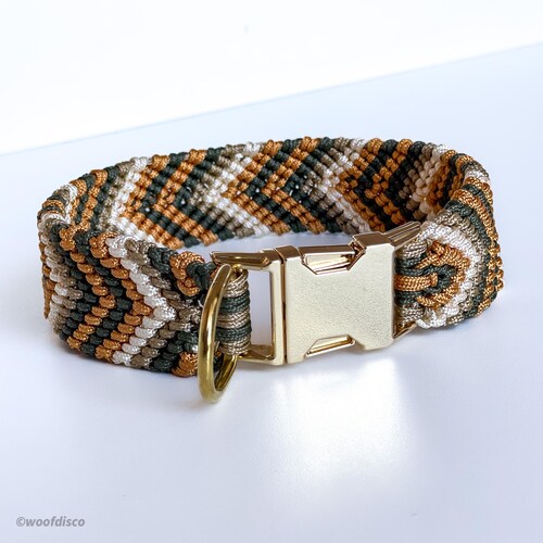 DiscoBeat - Braided dog collar handmade from paracord with quick release buckle, waterproof, vegan, customizable, autumn colors