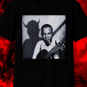 Robert Johnson Shirt, Shadow Horns! Graphic, 720s, Crossroads, Delta Blues, Guitar Lucille, Deal Devil, Leadbelly, Howlin Wolf, muddy waters