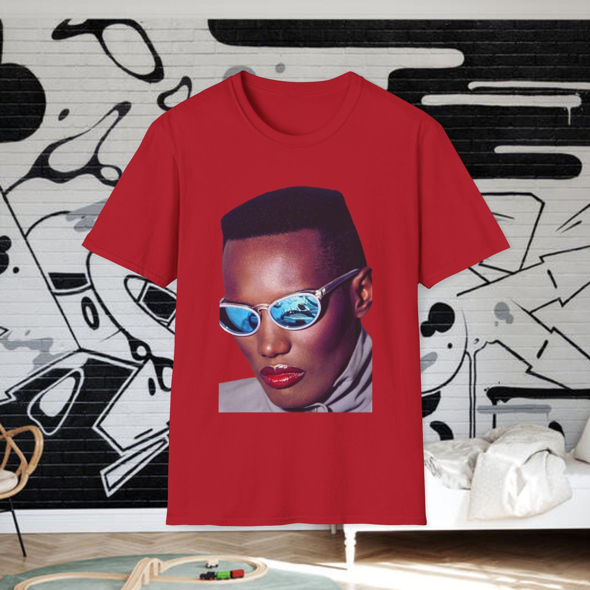 Grace Jones Shirt, Blue Shades | Living My Life, 80s, Pop Music