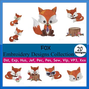 Foxy fox animal Embroidery Designs - Instant Download for 4x4 Hoops in PES, JEF, and Multiple Formats
