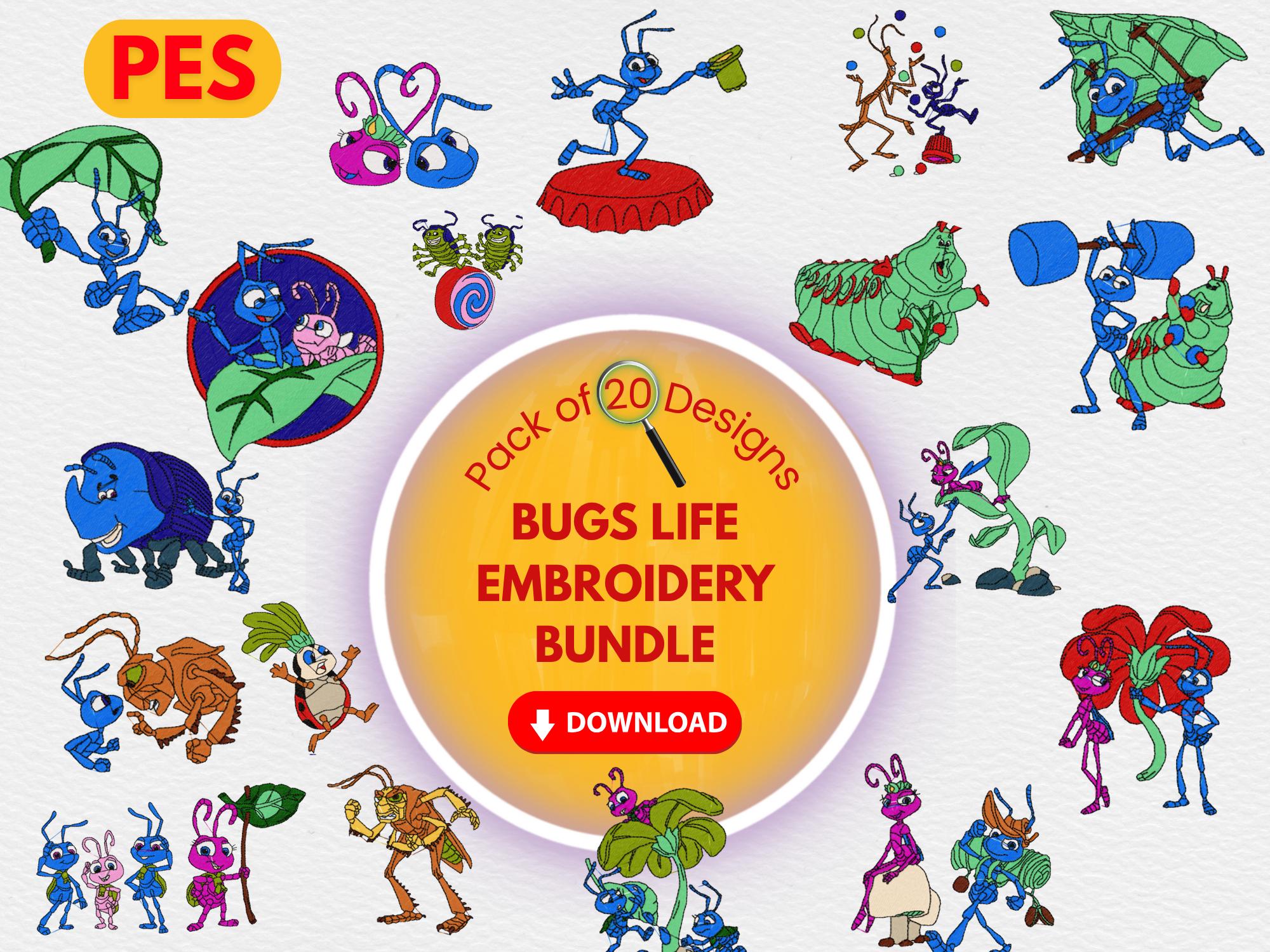 Bugs Life Embroidery Designs Bundle | 20 Cute Cartoon Bug Characters ...