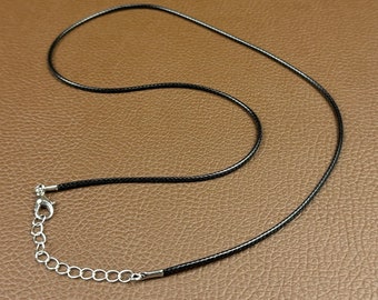 Collana Corda Pelle PU + Acciaio 3mm Nero 16"/18"/20"/22"/ 24 - Foto 7