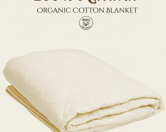 100% Natural Cotton Blanket – Lightweight Organic Cotton Throw | Minimalist Quilt | Handmade Bedroom Decor | King, Queen and Single Sizes