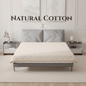 Handmade Organic Cotton Blanket – Breathable and Soft Bed Cover | Natural Bedding Layer | Fitted for King, Queen, Single