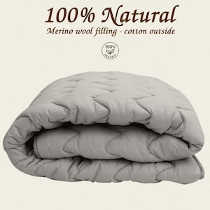 Premium Wool Blanket – 100% Natural Merino Wool and Organic Cotton Quilt | Minimalist Luxury Quilt | Bed Blanket | King, Queen, Single