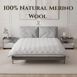 Natural Merino Wool Bedding – Soft Cotton Outside | Handmade Wool Blanket | Cozy, Durable & Breathable Bed Cover