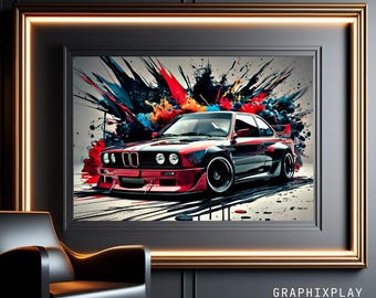 BMW Art Print, E30 Poster, Iconic Car Art, Classic M3, Automotive Gift, Motorsport Legacy, Digital Design, Custom Wall Art, Perfect Car Gift