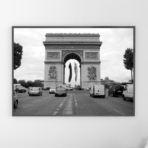 Schwarzweiße Arc de Triomphe Paris Fotografie, Architektur Druck, Französische Wanddekoration, Paris Wandkunst für die Galeriewand oder das Wohnzimmer