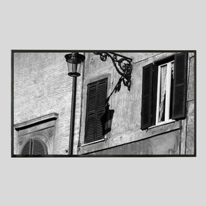 Black and White Rome Street Photo, Italy Travel Photography, Monochrome Cityscape Print,Rome Wall Art, Travel Decor, Italian Street Scene