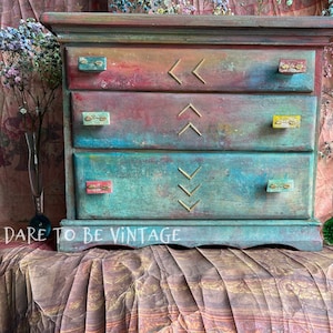 Boho Style Jewelry Box, Colorful Storage, Keepsake Box, Handmade, Vintage Jewelry, Jewelry Box, Makeup Storage, Whimsical Painted Furniture