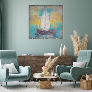 Sail Boat Nautical Woven Blanket Sail Boat Print Throw Blanket Sail Boat Wall Tapestry Sail Boat Wall Art Sail Boat Print Art image 2