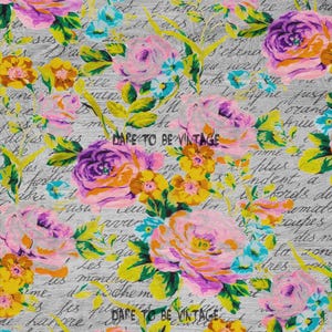 Floral Script Decoupage Tissue Paper, Art Journals,  Shabby Chic Flowers, Painted Furniture, Cabbage Roses, Rose Art Paper for DIY