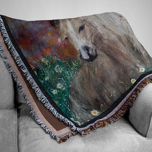 Horse Print Woven Blanket Wall Art Tapestry Horse Wall Art Horse Tapestry Western Original Art Animal Print Wall Art Horses image 1