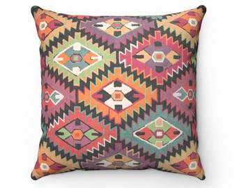 Geometric Aztec Print Decorative Throw Pillow ~ Abstract Art Vintage Print ~ Southwestern Pillow ~ Vintage Art Pillow ~ Mid Century Decor