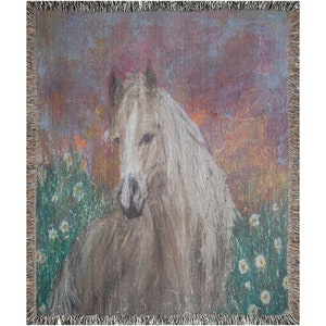 Horse Print Woven Blanket Wall Art Tapestry Horse Wall Art Horse Tapestry Western Original Art Animal Print Wall Art Horses image 3