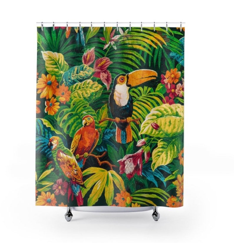 Waterproof Outdoor Pillows Tropical Birds Palm Trees Print Vintage Parrot Art Print Throw Pillows Outdoor Decor Tropical Vibes image 6