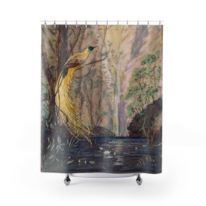 Tropical Birds ~ Shower Curtain ~ Nature Birds Bath Curtain ~ Botanical Shower Curtain ~ Nature Birds Print ~ Tropical Birds Tree Art