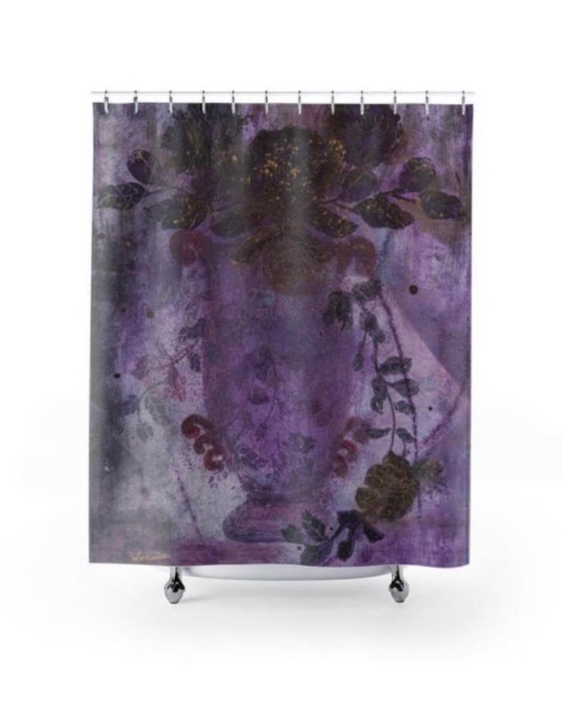 Purple Flowers Trailing Canvas Print Flowers In A Vase Floral Wall Art Bohemian Style Flowers Purple Flowers Roses Boho Chic Decor image 5