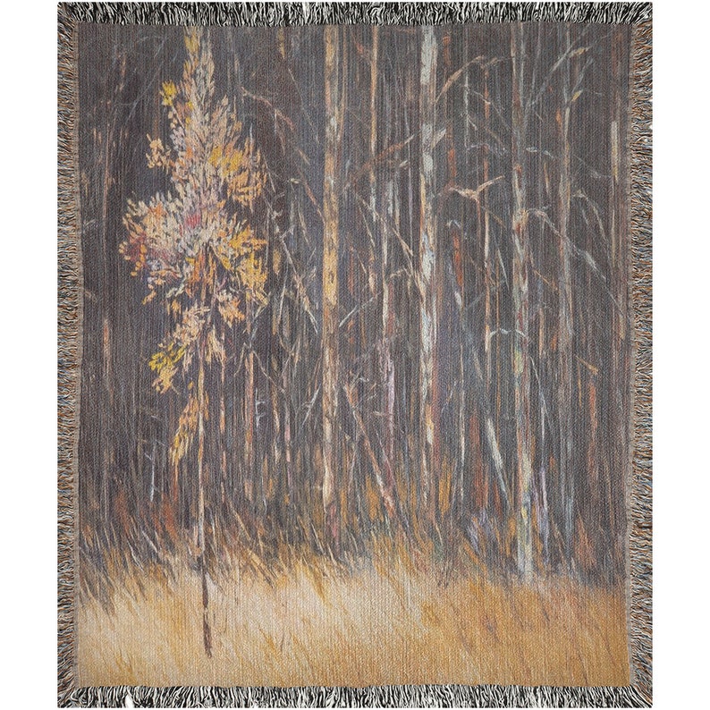 Trees In The Woods Print Woven Blanket Wall Art Tapestry Rustic Trees Wall Art Woods Trees Tapestry Original Art 50x60 inch