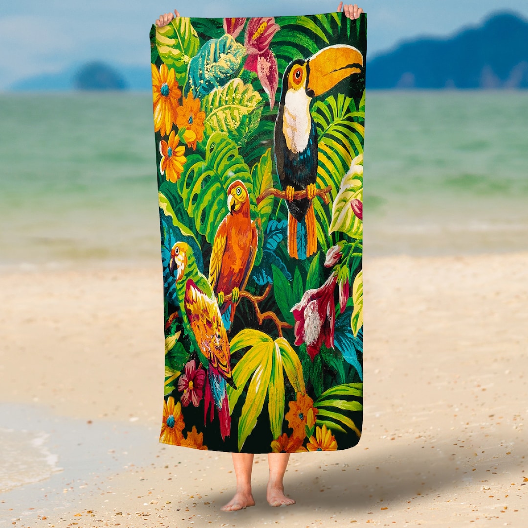 Tropical Parrot Round Beach Towel main image 0