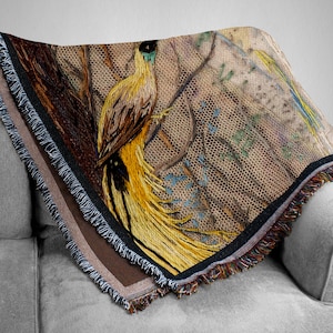 Birds Nature Woven Blanket Tapestry Birds Nature Woven Blanket Vintage Inspired Blanket Tropical Throw Blanket Wall Tapestry image 1