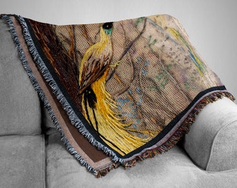 Birds Nature Woven Blanket Tapestry ~ Birds Nature Woven Blanket ~ Vintage Inspired Blanket ~ Tropical ~ Throw Blanket ~ Wall Tapestry