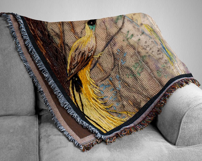 Birds Nature Woven Blanket Tapestry Birds Nature Woven Blanket Vintage Inspired Blanket Tropical Throw Blanket Wall Tapestry image 1