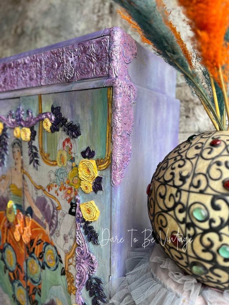 SOLD Whimsical Floral Armoire Cabinet ~ Floral Dresser ~ Bohemian ...