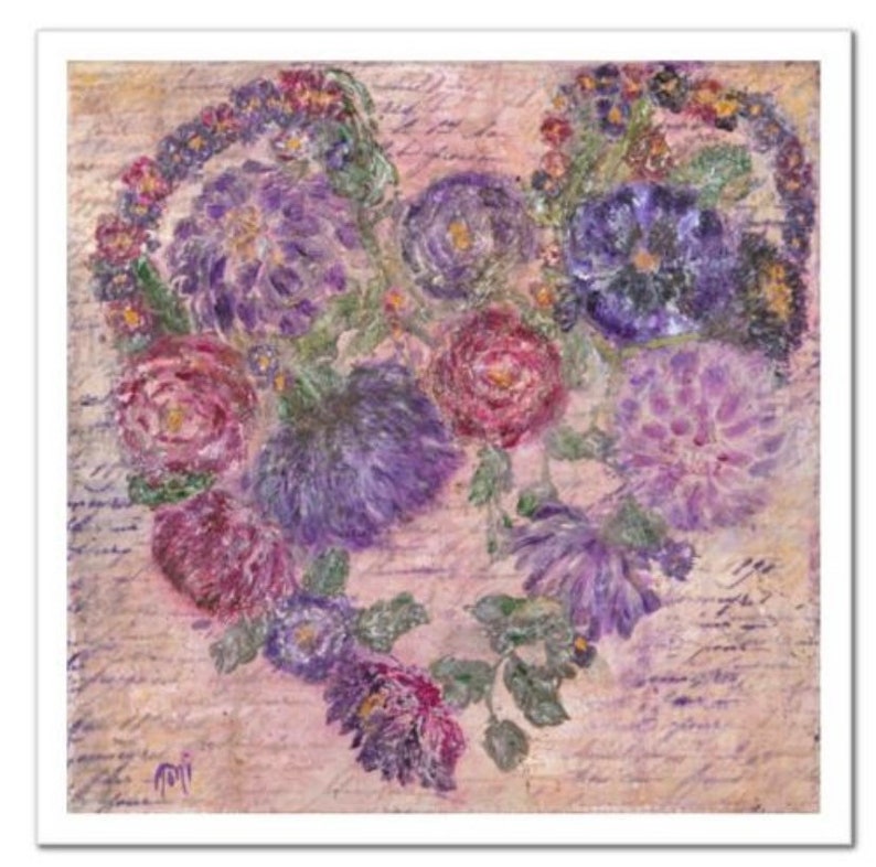 Hearts of Flowers Whimsical Art Prints Floral Hearts Floral Wall Art Abstract Floral Art Garden Flowers Mix Media Art image 3