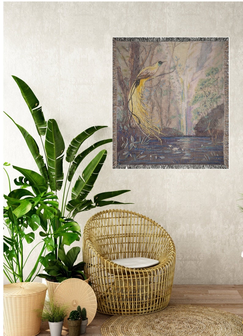 Birds Nature Woven Blanket Tapestry Birds Nature Woven Blanket Vintage Inspired Blanket Tropical Throw Blanket Wall Tapestry image 2