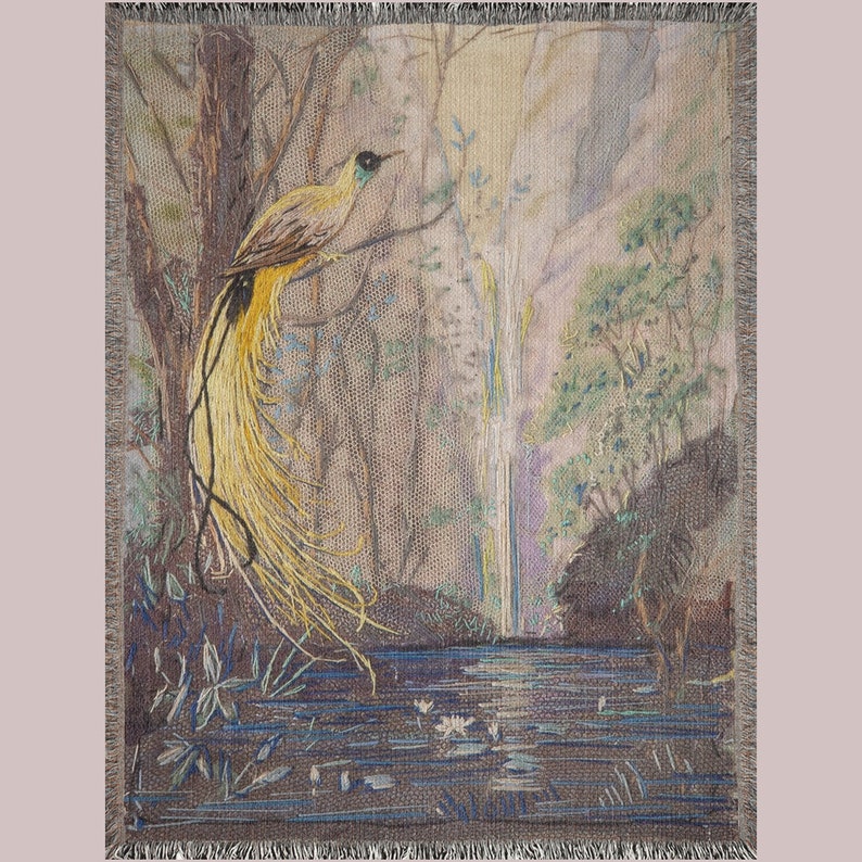 Birds Nature Woven Blanket Tapestry Birds Nature Woven Blanket Vintage Inspired Blanket Tropical Throw Blanket Wall Tapestry image 3