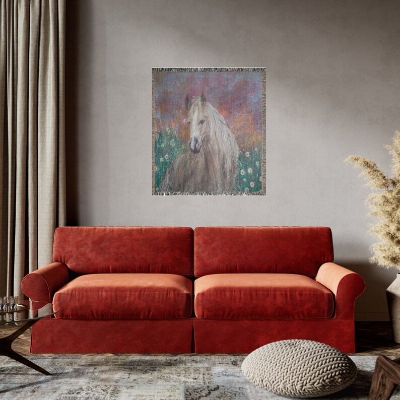 Horse Print Woven Blanket Wall Art Tapestry Horse Wall Art Horse Tapestry Western Original Art Animal Print Wall Art Horses image 2