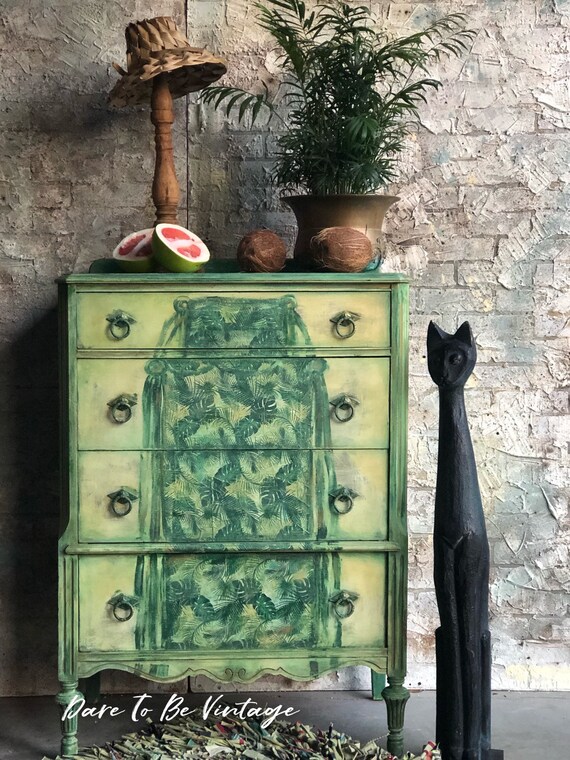 Hand Painted Botanical Dresser Painted Bedroom Furniture Etsy