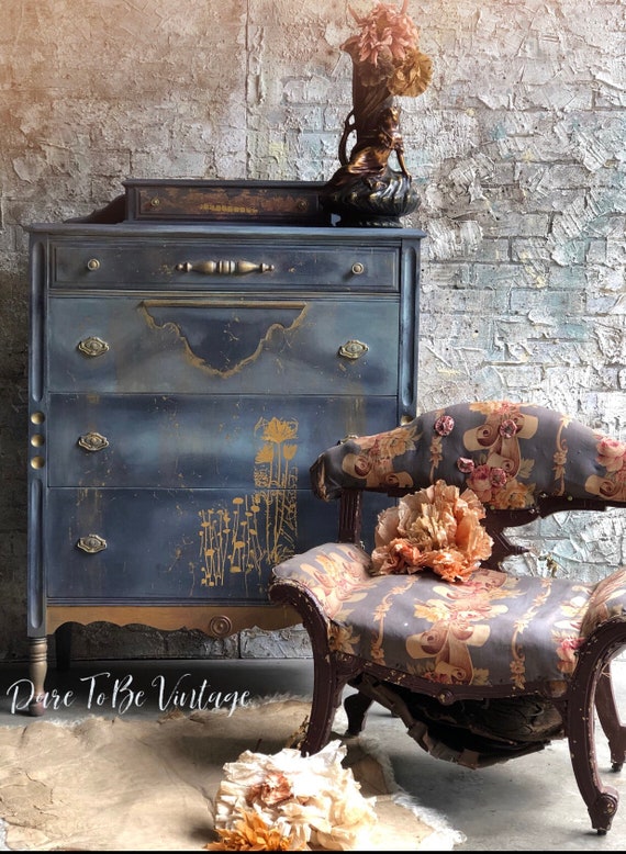 Bohemian Painted Dresser Hand Painted Floral Dresser Boho Etsy
