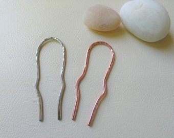 Mini Size Zigzag Hair Pin, Handforged Metal Hair Jewelry, Bun Holder