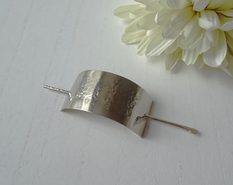 Hammered Silver Bun Holder: Metal Hair Cuff