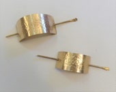 Gold Hair Slide, Hammered Texture Brass Hair Cuff, Simple Bun Holder