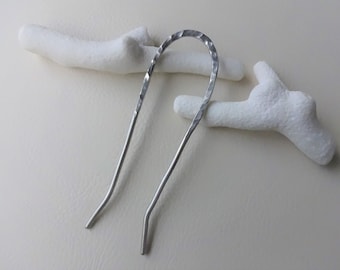 Silver Metal Hair Pin, Hammered Textured, Forged Hair Jewelry