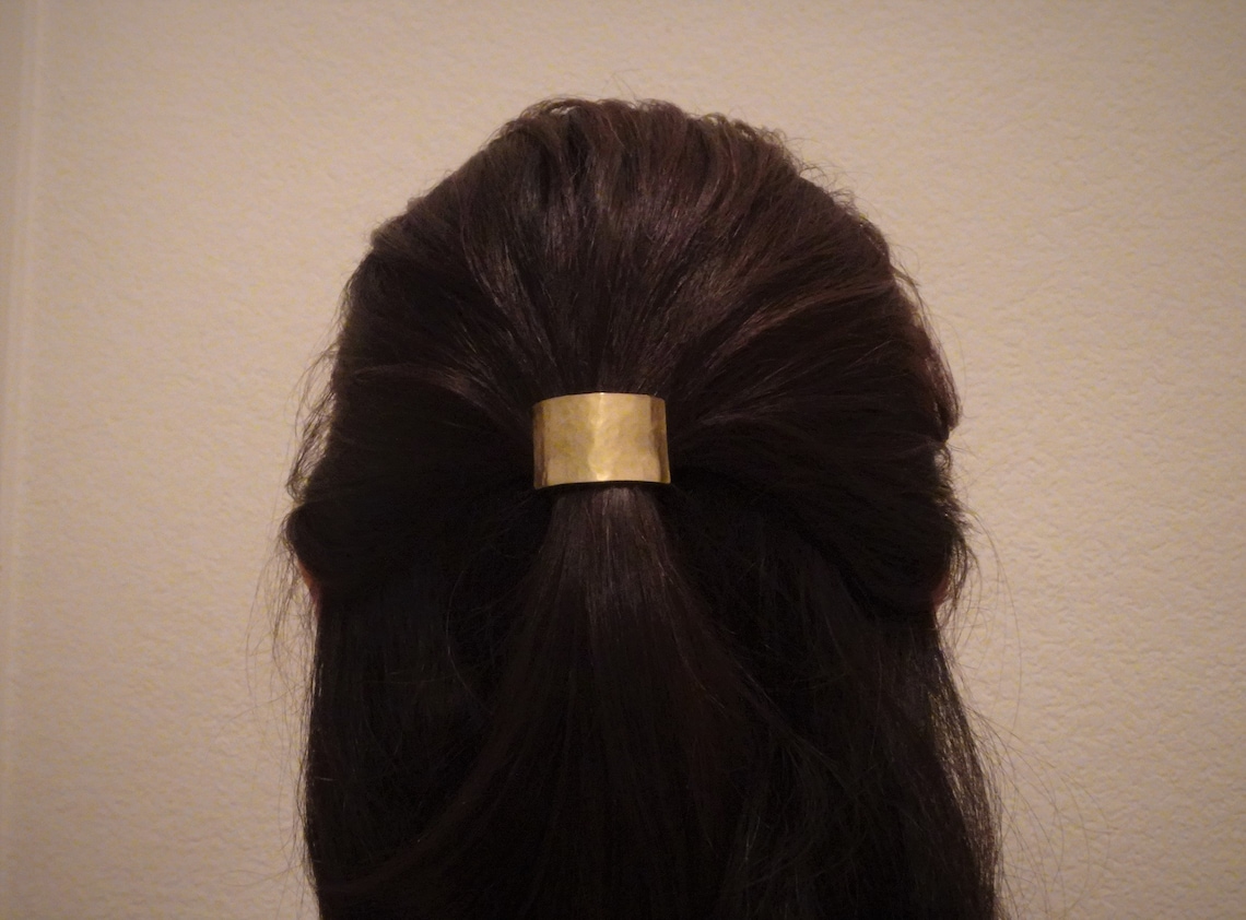 Mini Hammered Metal Hair Cuff Handcrafted Brass Hair Tie Etsy
