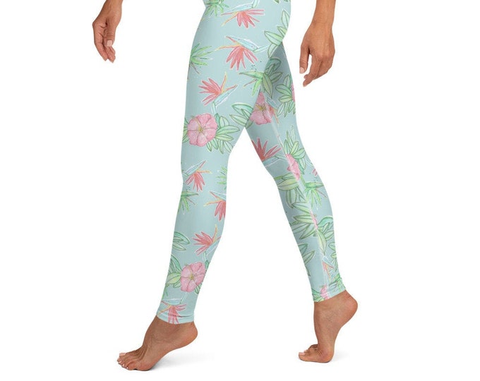 Yoga Leggings Tropical Floral Print