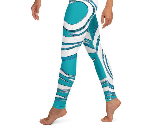 Yoga Leggings, Mother Ocean Print , Wave Print