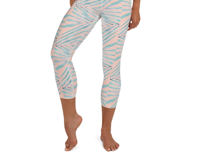 Yoga Capri Leggings Palm Leaf Print