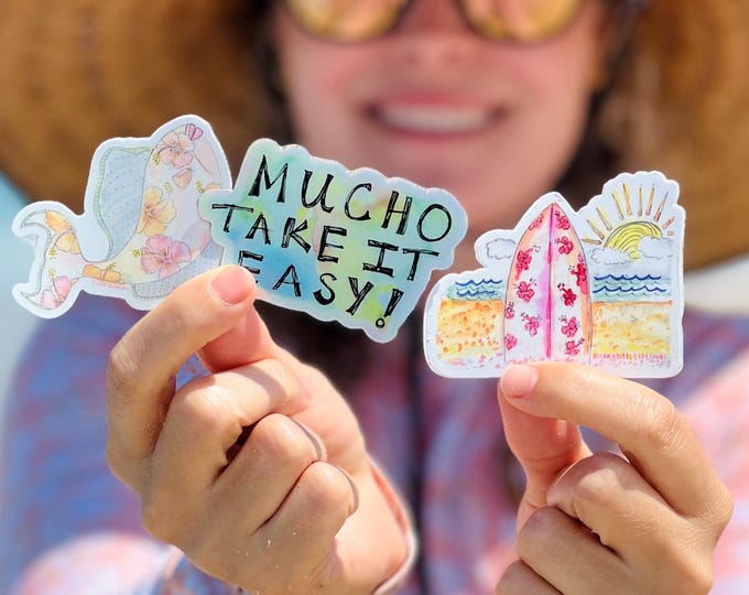 Surfboard Beach Vinyl Stickers Ishkabibbles