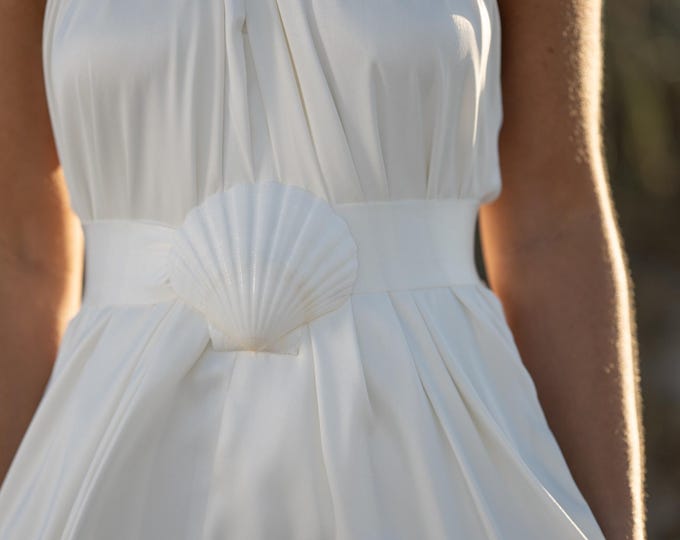 Seashell Bridal Sash, Beach Wedding Dress Belt, Interchangeable Ribbon Accessory