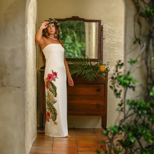 Strapless Hawaiian Beach Wedding Dress image 1