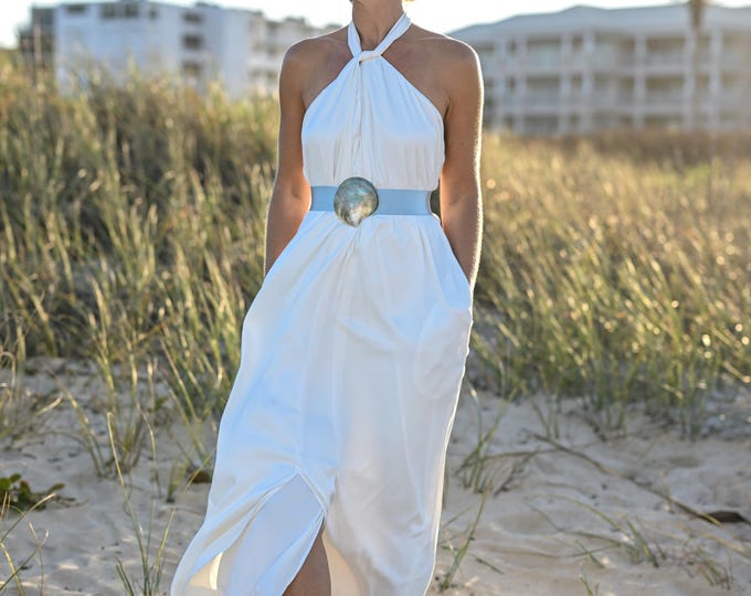 Mother of Pearl Seashell Bridal Sash, Beach Wedding Dress Belt, Interchangeable Ribbon accessory